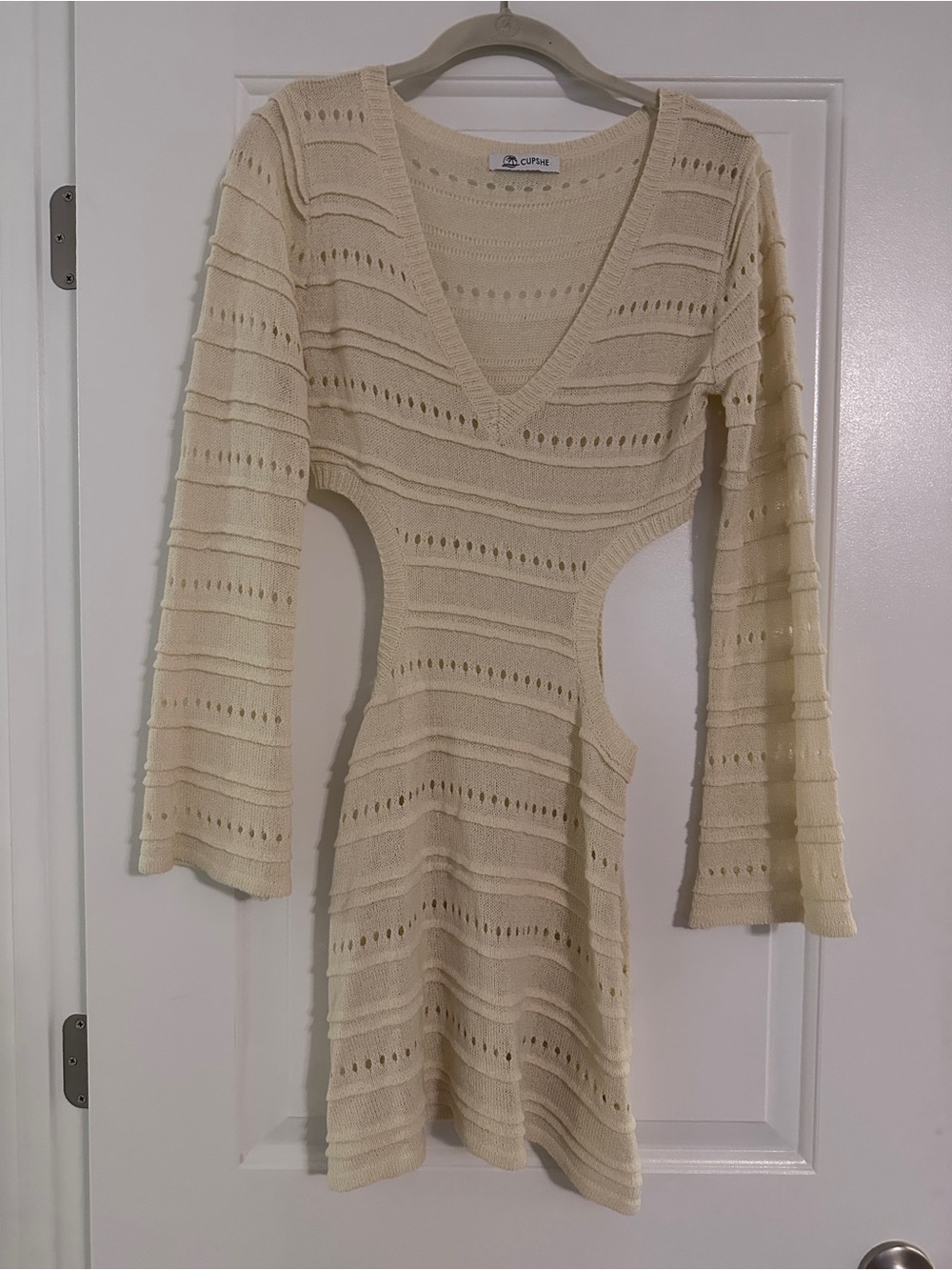CUPSHE Women’s Cream Crochet Cutout Swim Cover-Up Dress - Picture 2 of 6